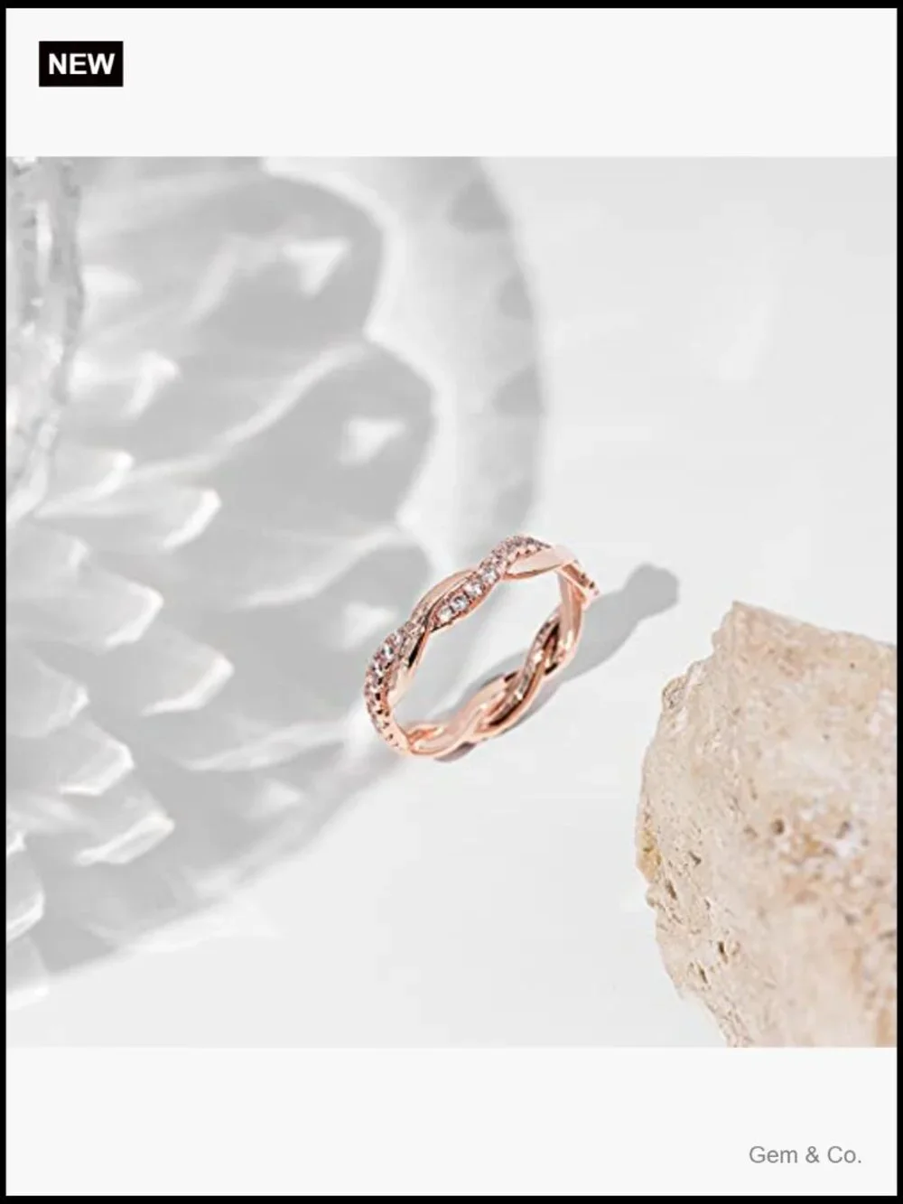 Twisted Rope Cubic Zirconia Eternity Band Ring Stackable